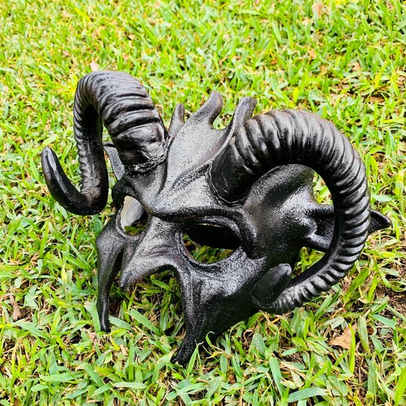 Halloween Black Devil Ram Horns Masquerade Halloween Costume Cosplay Face Mask - Picture 2 of 3